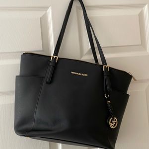 Black Michael Kors Charlotte Top Zip Tote